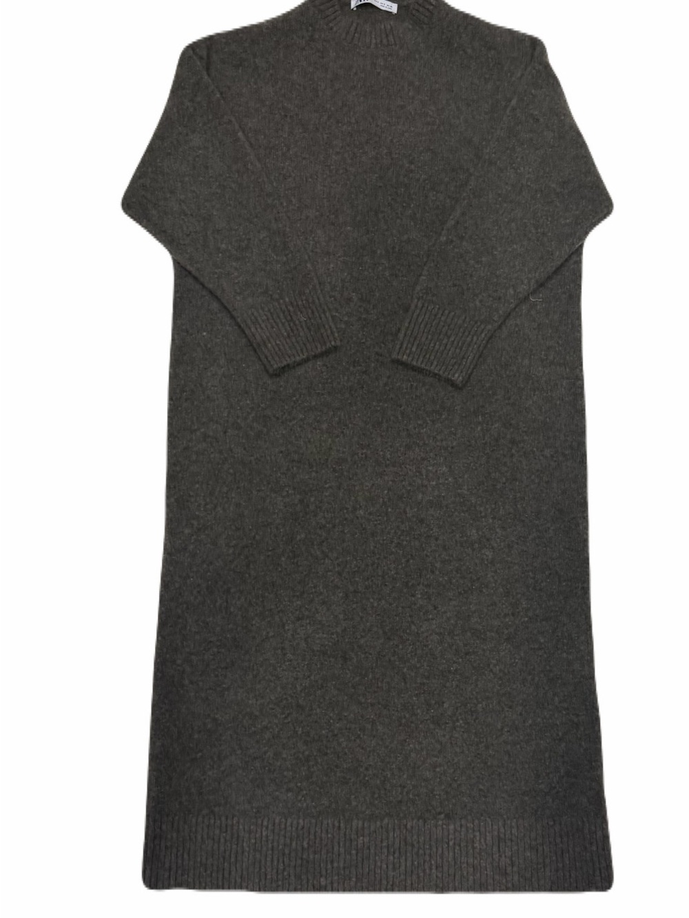 Zara Gray Knit Mock Neck Midi Sweater Dress - Size S Cozy Minimalist